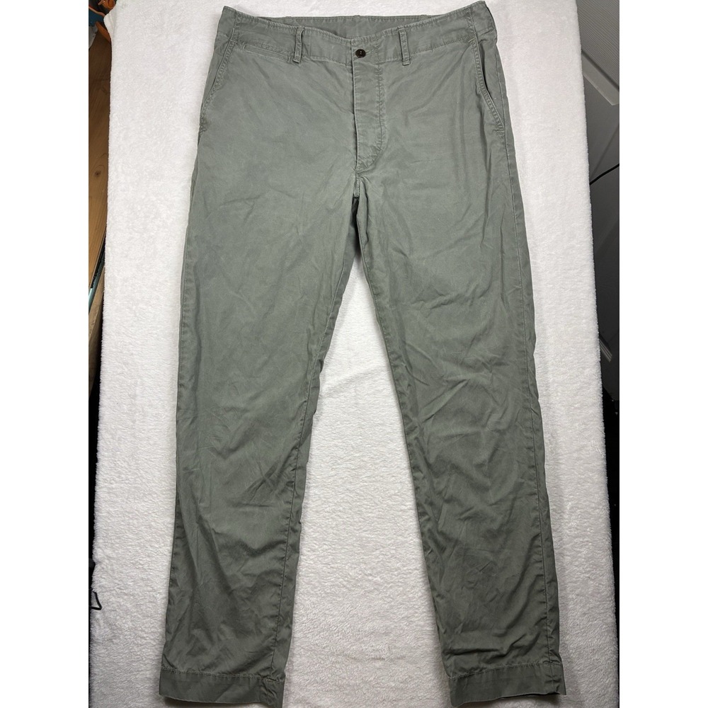 Buck Mason Men's 34 washed Green parachute poplin pants officer pants 14140